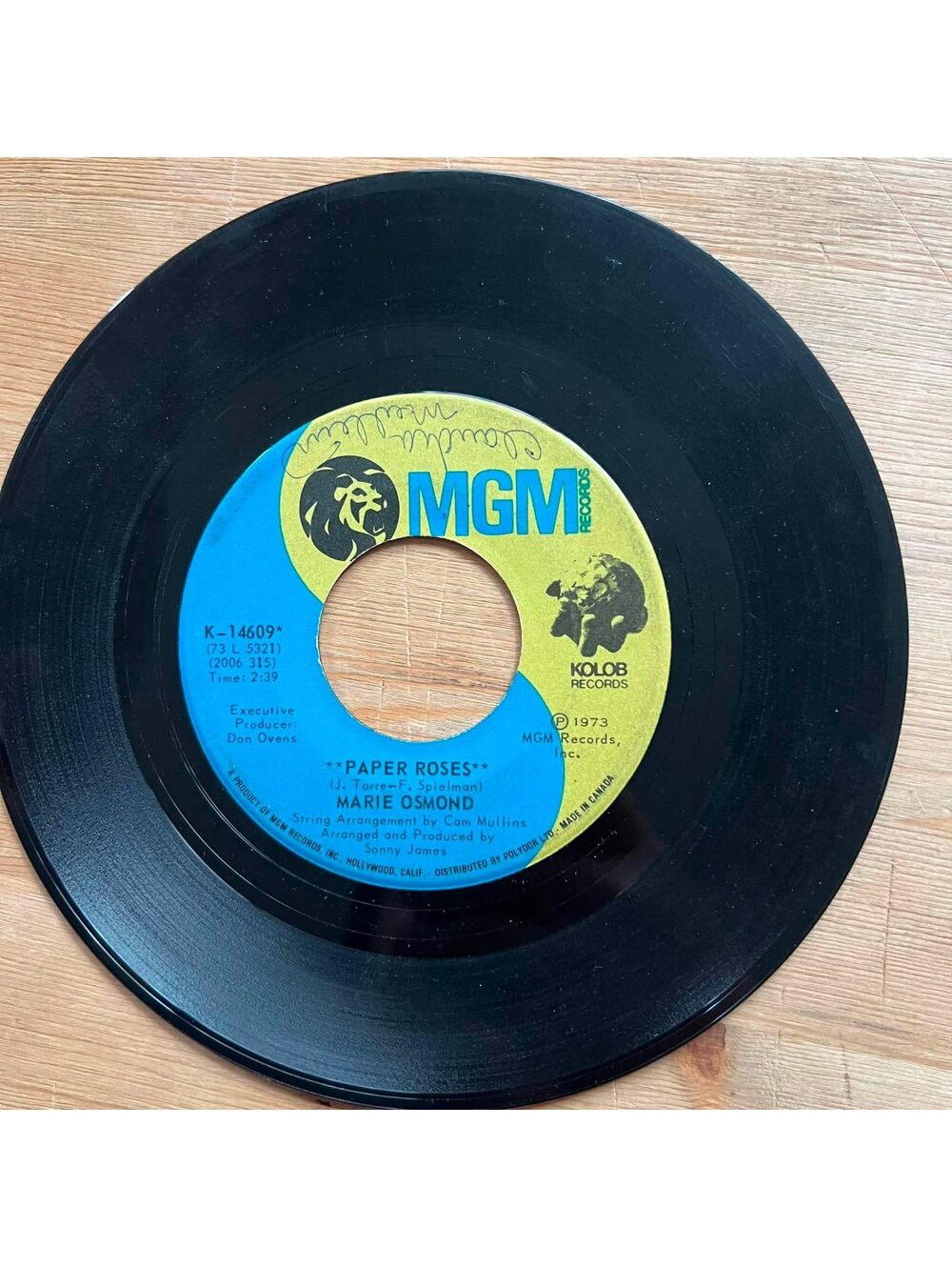 Marie Osmond - Paper Roses/Least of All You 45rpm VG+ R10
